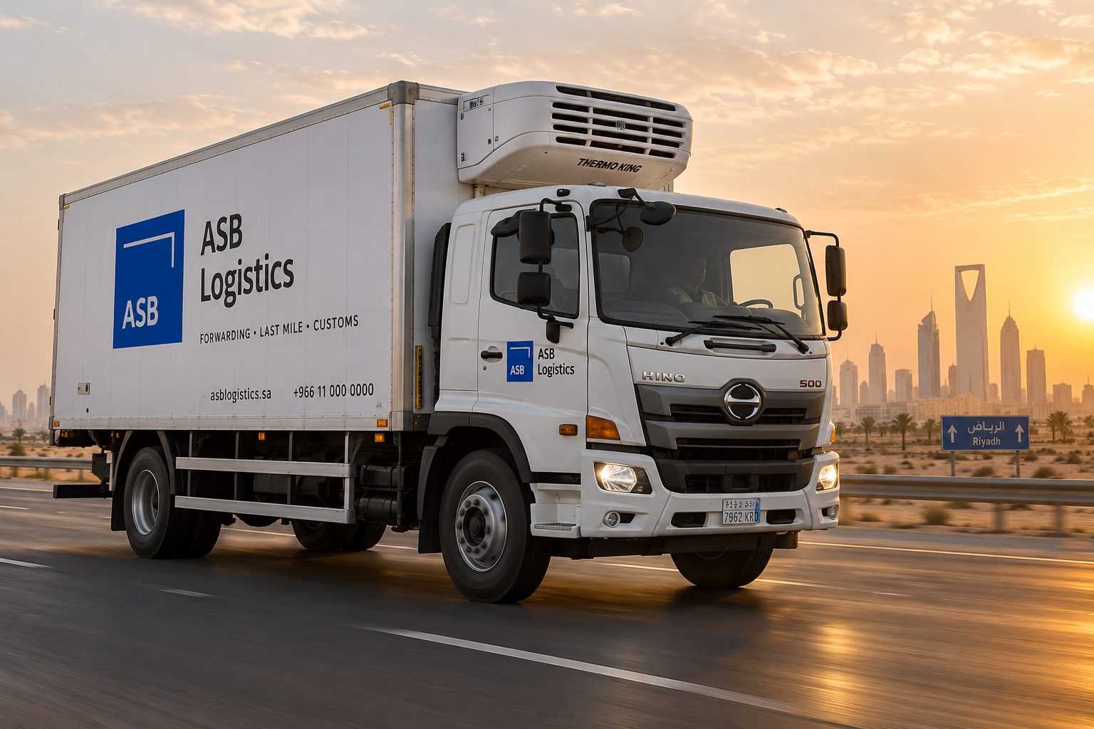 ASB refrigerated truck on the Riyadh highway